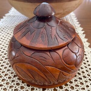 Handcrafted Wooden Decorative Jar